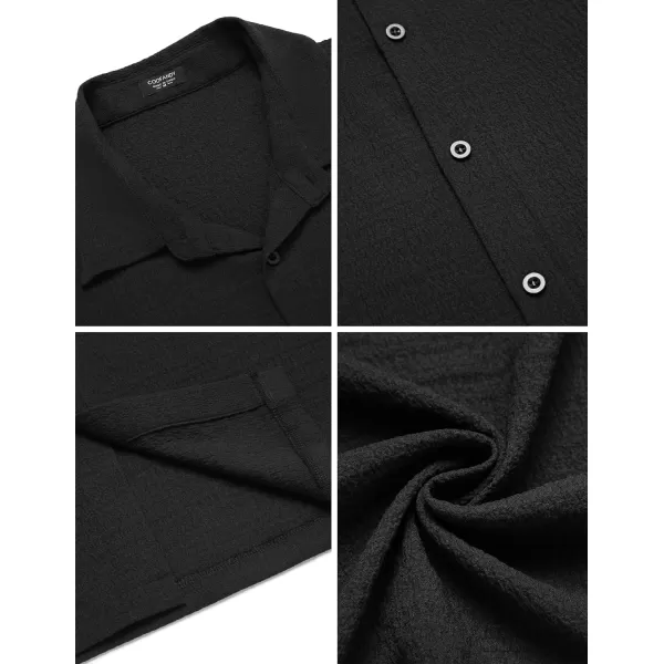 COOFANDY Men's Casual Short Sleeve Button Down Shirt Textured Summer Beach Shirt