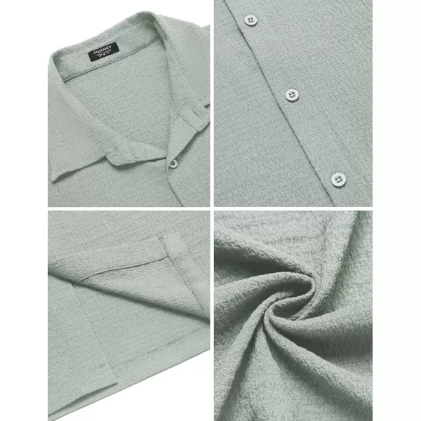 COOFANDY Men's Casual Short Sleeve Button Down Shirt Textured Summer Beach Shirt