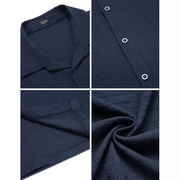 COOFANDY Men's Casual Short Sleeve Button Down Shirt Textured Summer Beach Shirt
