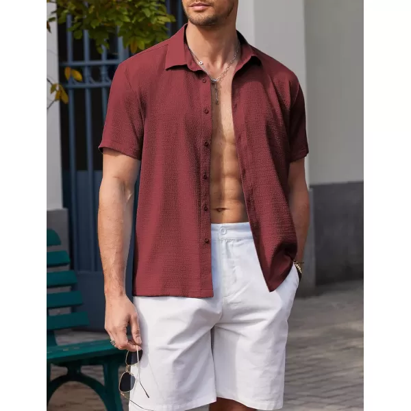 COOFANDY Men's Casual Short Sleeve Button Down Shirt Textured Summer Beach Shirt