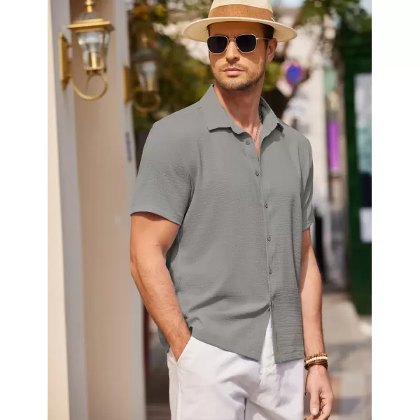 COOFANDY Men's Casual Short Sleeve Button Down Shirt Textured Summer Beach Shirt
