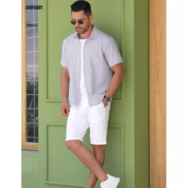 COOFANDY Men's Casual Short Sleeve Button Down Shirt Textured Summer Beach Shirt
