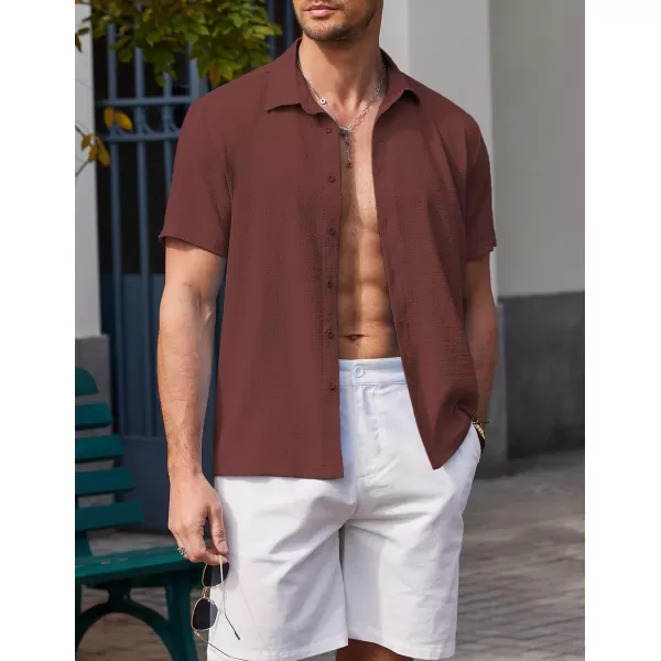 COOFANDY Men's Casual Short Sleeve Button Down Shirt Textured Summer Beach Shirt