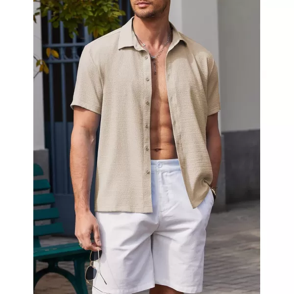 COOFANDY Men's Casual Short Sleeve Button Down Shirt Textured Summer Beach Shirt