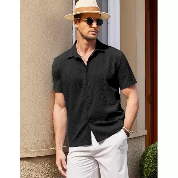 COOFANDY Men's Casual Short Sleeve Button Down Shirt Textured Summer Beach Shirt
