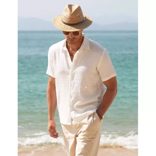 COOFANDY Men's Casual Short Sleeve Button Down Shirt Textured Summer Beach Shirt