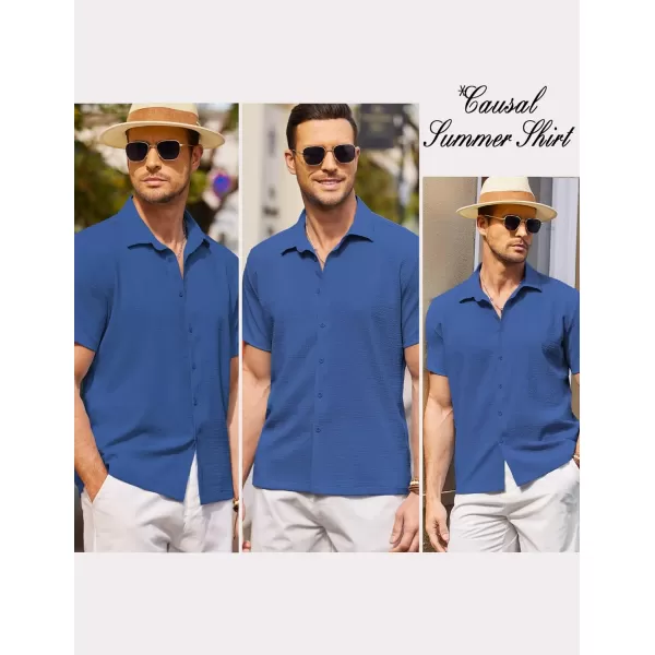 COOFANDY Men's Casual Short Sleeve Button Down Shirt Textured Summer Beach Shirt