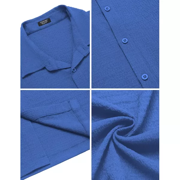 COOFANDY Men's Casual Short Sleeve Button Down Shirt Textured Summer Beach Shirt
