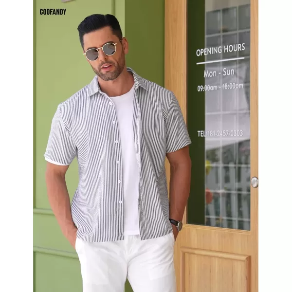 COOFANDY Men's Casual Short Sleeve Button Down Shirt Textured Summer Beach Shirt