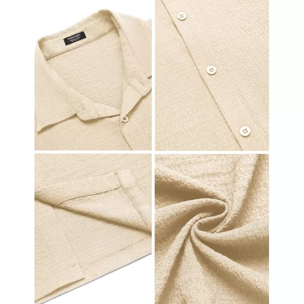 COOFANDY Men's Casual Short Sleeve Button Down Shirt Textured Summer Beach Shirt