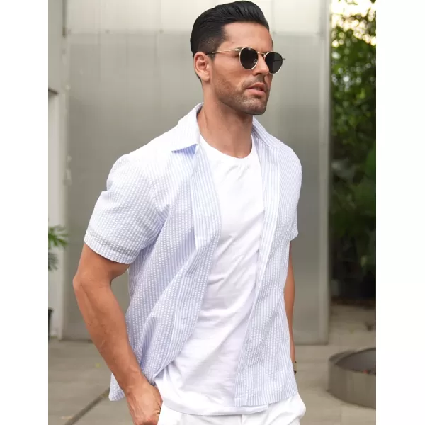 COOFANDY Men's Casual Short Sleeve Button Down Shirt Textured Summer Beach Shirt