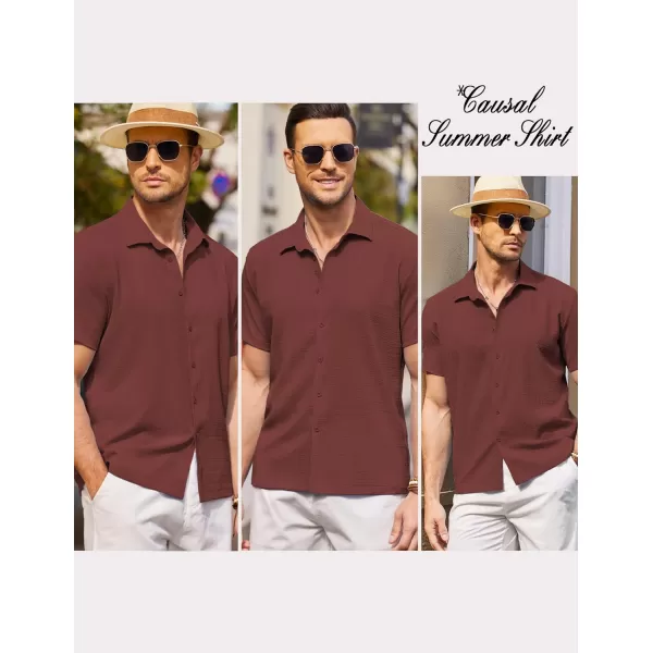 COOFANDY Men's Casual Short Sleeve Button Down Shirt Textured Summer Beach Shirt