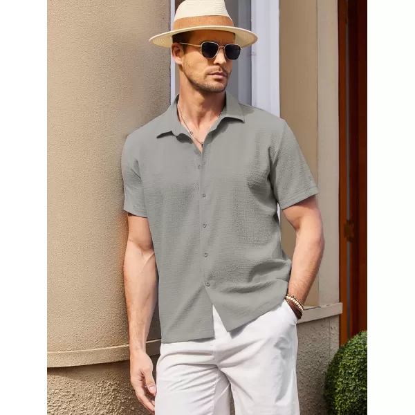 COOFANDY Men's Casual Short Sleeve Button Down Shirt Textured Summer Beach Shirt
