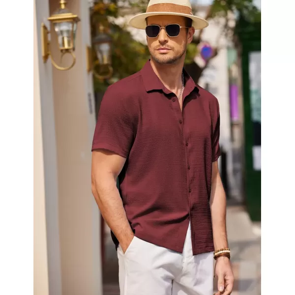 COOFANDY Men's Casual Short Sleeve Button Down Shirt Textured Summer Beach Shirt