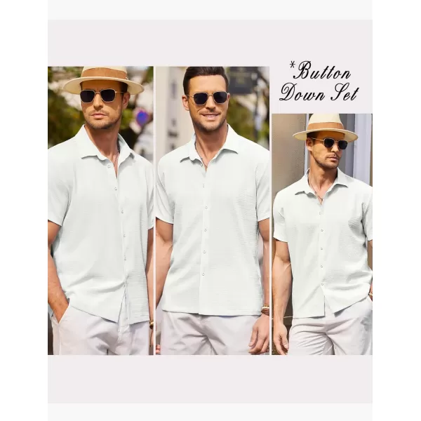 COOFANDY Men's Casual Short Sleeve Button Down Shirt Textured Summer Beach Shirt