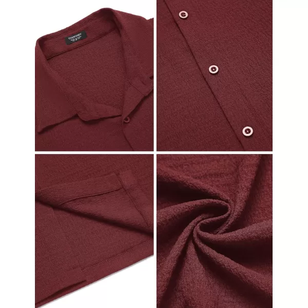 COOFANDY Men's Casual Short Sleeve Button Down Shirt Textured Summer Beach Shirt