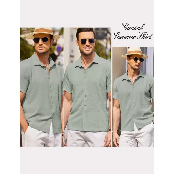 COOFANDY Men's Casual Short Sleeve Button Down Shirt Textured Summer Beach Shirt