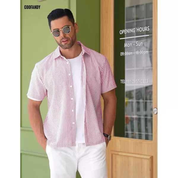 COOFANDY Men's Casual Short Sleeve Button Down Shirt Textured Summer Beach Shirt