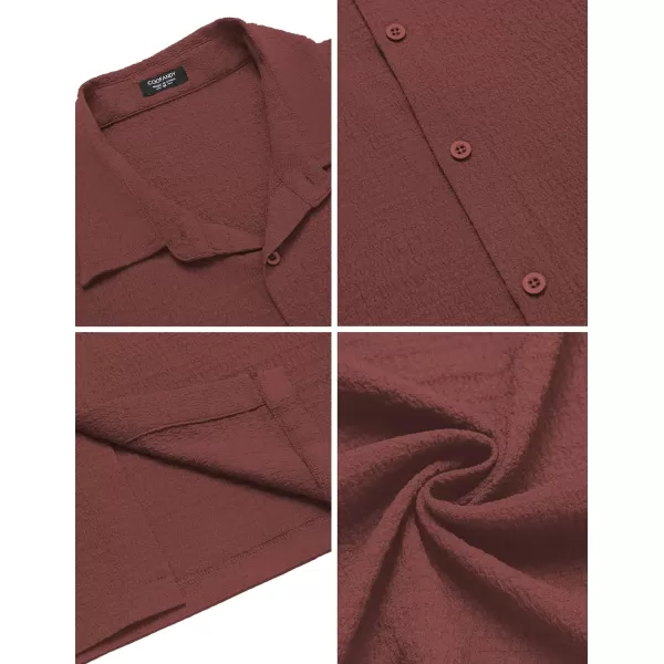 COOFANDY Men's Casual Short Sleeve Button Down Shirt Textured Summer Beach Shirt