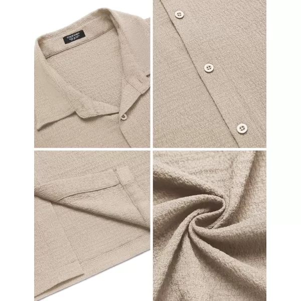 COOFANDY Men's Casual Short Sleeve Button Down Shirt Textured Summer Beach Shirt
