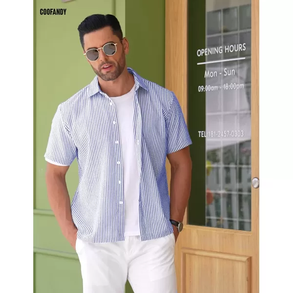 COOFANDY Men's Casual Short Sleeve Button Down Shirt Textured Summer Beach Shirt