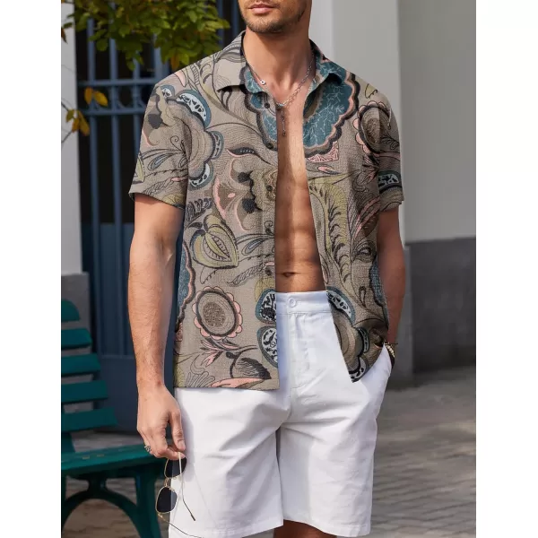 COOFANDY Men's Casual Short Sleeve Button Down Shirt Textured Summer Beach Shirt