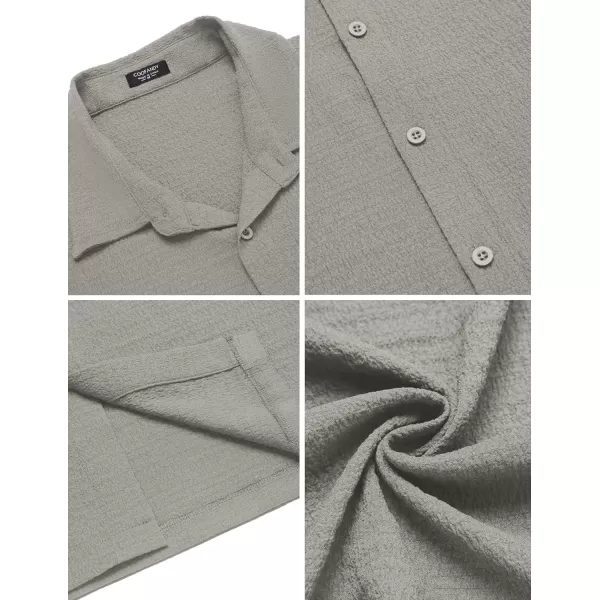 COOFANDY Men's Casual Short Sleeve Button Down Shirt Textured Summer Beach Shirt
