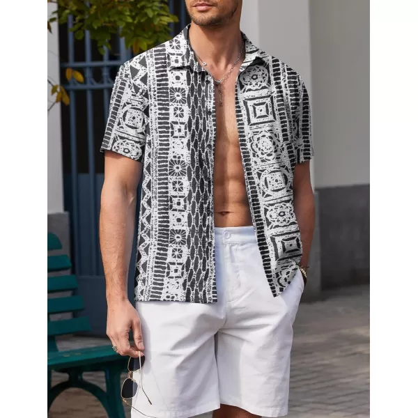 COOFANDY Men's Casual Short Sleeve Button Down Shirt Textured Summer Beach Shirt