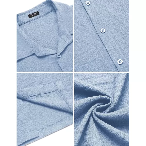 COOFANDY Men's Casual Short Sleeve Button Down Shirt Textured Summer Beach Shirt