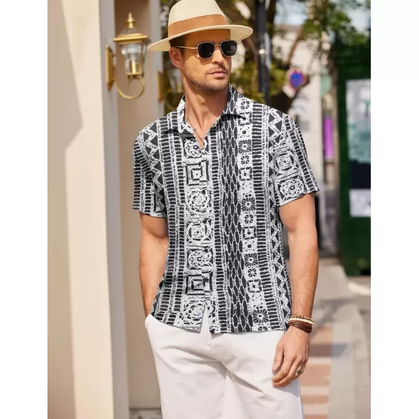 COOFANDY Men's Casual Short Sleeve Button Down Shirt Textured Summer Beach Shirt