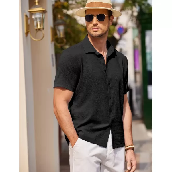 COOFANDY Men's Casual Short Sleeve Button Down Shirt Textured Summer Beach Shirt