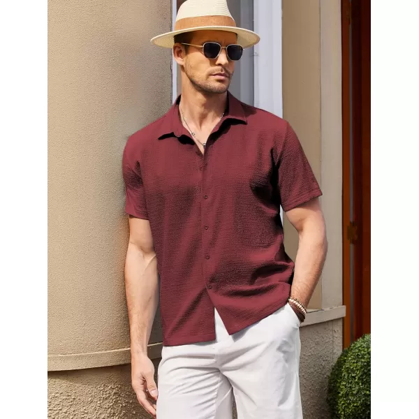 COOFANDY Men's Casual Short Sleeve Button Down Shirt Textured Summer Beach Shirt