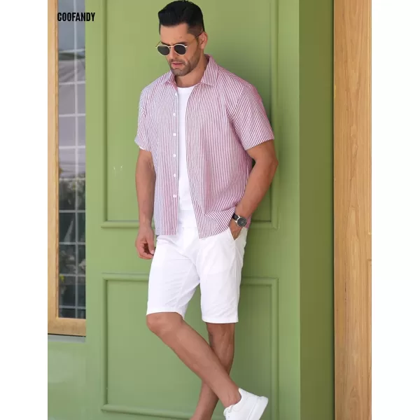 COOFANDY Men's Casual Short Sleeve Button Down Shirt Textured Summer Beach Shirt
