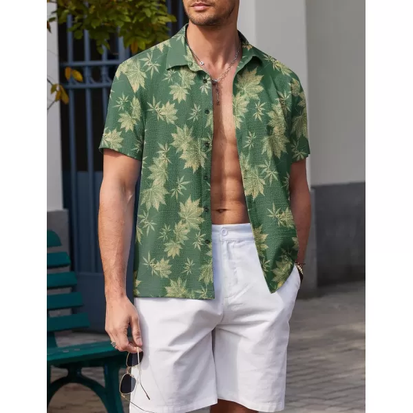 COOFANDY Men's Casual Short Sleeve Button Down Shirt Textured Summer Beach Shirt
