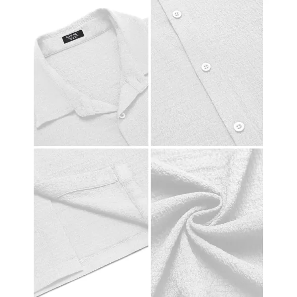 COOFANDY Men's Casual Short Sleeve Button Down Shirt Textured Summer Beach Shirt