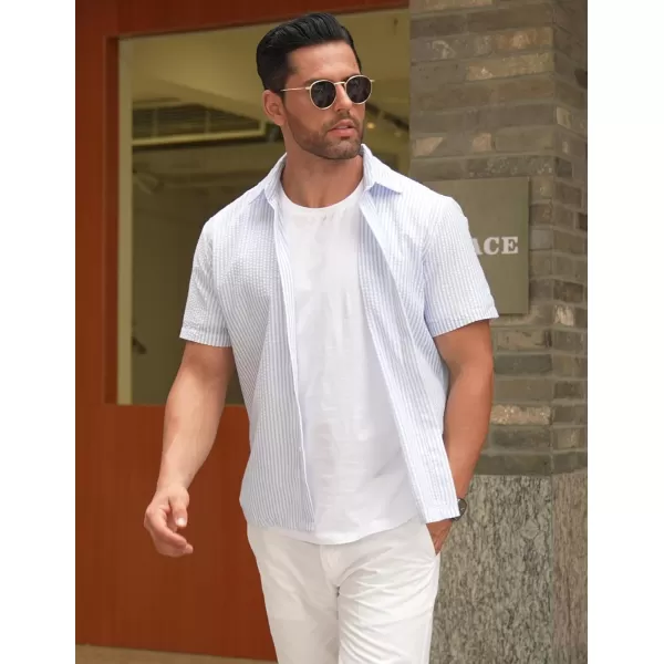 COOFANDY Men's Casual Short Sleeve Button Down Shirt Textured Summer Beach Shirt