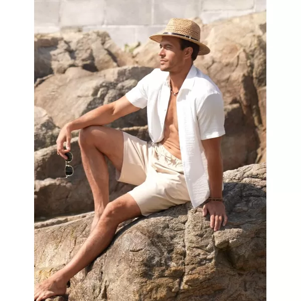 COOFANDY Men's Casual Short Sleeve Button Down Shirt Textured Summer Beach Shirt