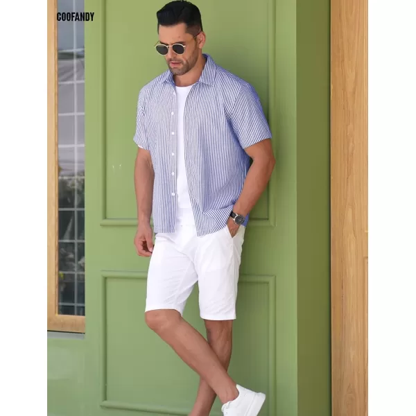 COOFANDY Men's Casual Short Sleeve Button Down Shirt Textured Summer Beach Shirt