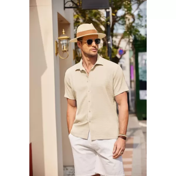 COOFANDY Men's Casual Short Sleeve Button Down Shirt Textured Summer Beach Shirt
