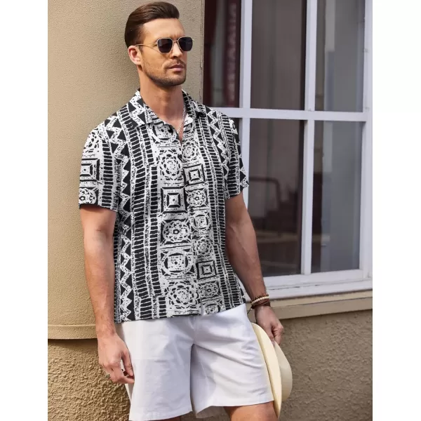COOFANDY Men's Casual Short Sleeve Button Down Shirt Textured Summer Beach Shirt