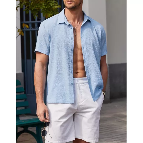 COOFANDY Men's Casual Short Sleeve Button Down Shirt Textured Summer Beach Shirt
