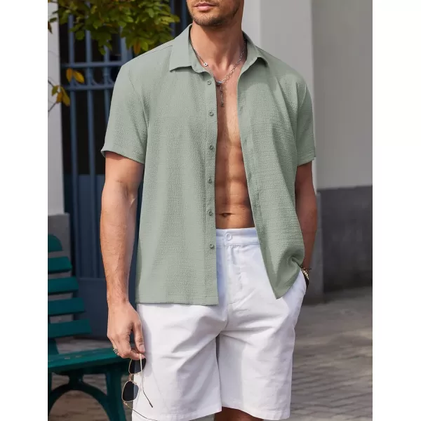 COOFANDY Men's Casual Short Sleeve Button Down Shirt Textured Summer Beach Shirt