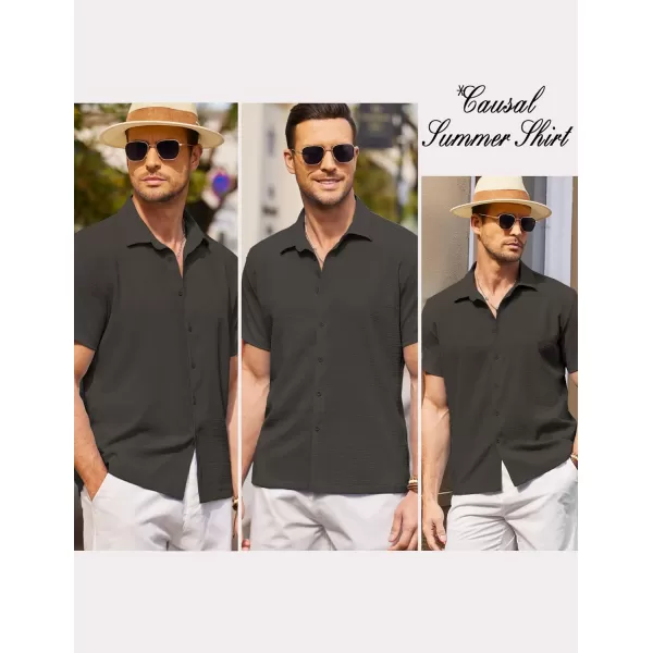 COOFANDY Men's Casual Short Sleeve Button Down Shirt Textured Summer Beach Shirt