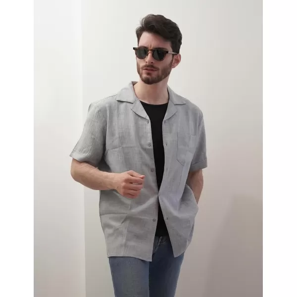 COOFANDY Mens Casual Short Sleeve Button Down Shirts Cuban Linen Textured Shirt Summer Beach Wear