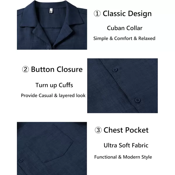 COOFANDY Mens Casual Short Sleeve Button Down Shirts Cuban Linen Textured Shirt Summer Beach Wear