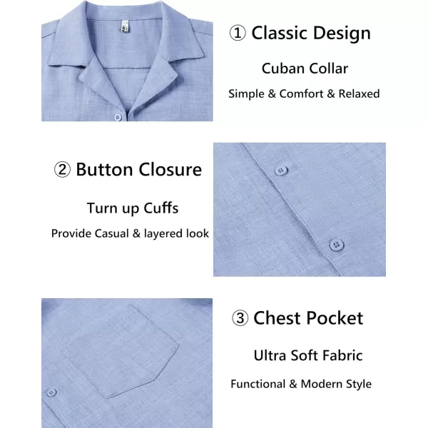 COOFANDY Mens Casual Short Sleeve Button Down Shirts Cuban Linen Textured Shirt Summer Beach Wear