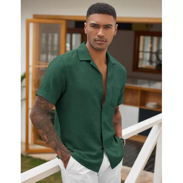 COOFANDY Mens Casual Short Sleeve Button Down Shirts Cuban Linen Textured Shirt Summer Beach Wear