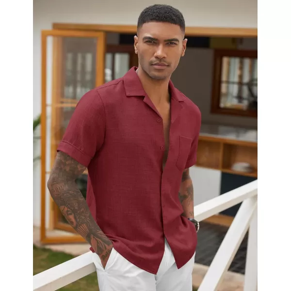COOFANDY Mens Casual Short Sleeve Button Down Shirts Cuban Linen Textured Shirt Summer Beach Wear