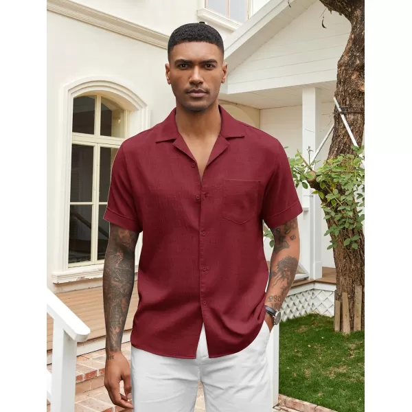 COOFANDY Mens Casual Short Sleeve Button Down Shirts Cuban Linen Textured Shirt Summer Beach Wear