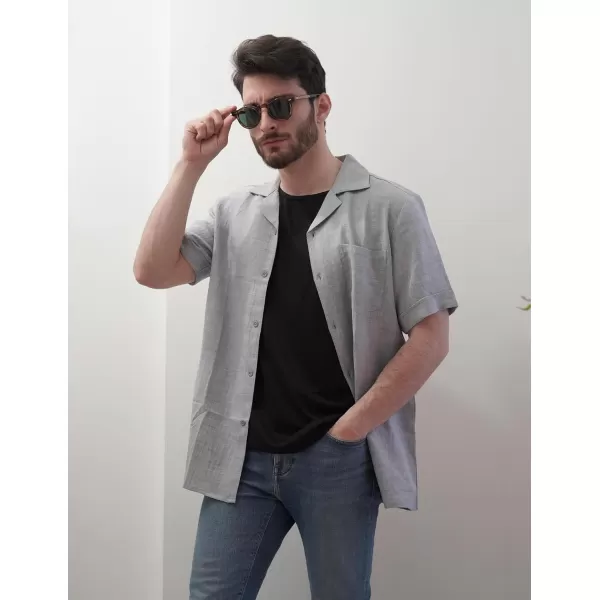 COOFANDY Mens Casual Short Sleeve Button Down Shirts Cuban Linen Textured Shirt Summer Beach Wear